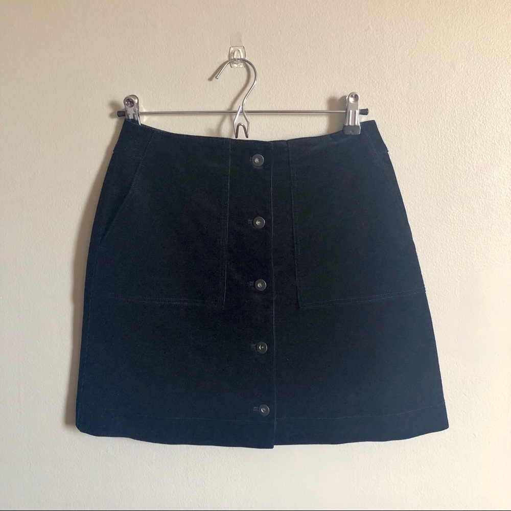 Black Corduroy A-line Mini Skirt